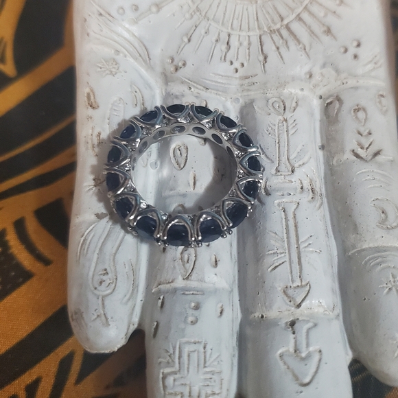 VINTAGE Gorgeous high quality dark blue cubic zirconia ring size 7 - Picture 3 of 4